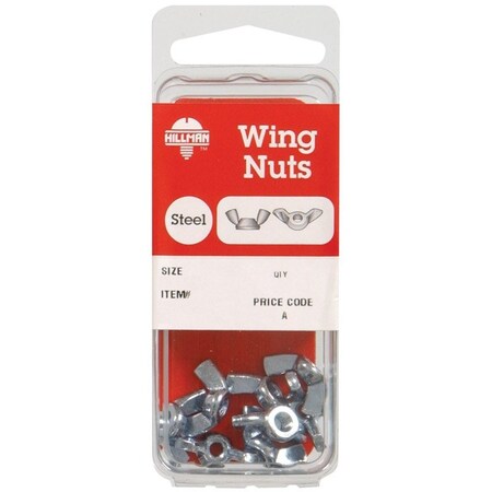 Wing Nut, #10-24, Steel, Zinc Plated, 10 PK